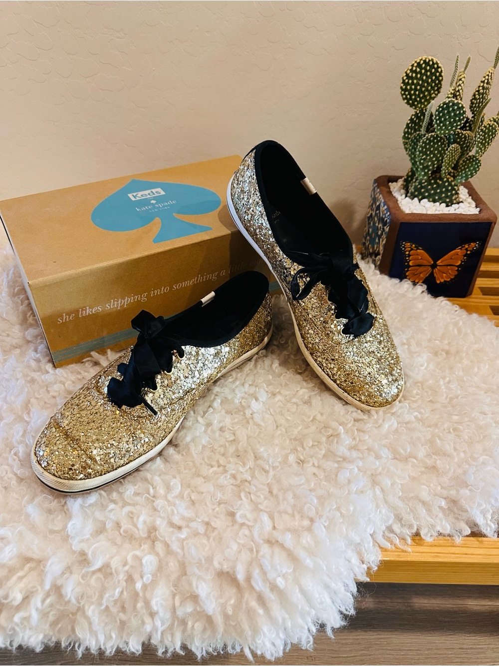 Keds x Kate Spade Gold Glitter Sneakers